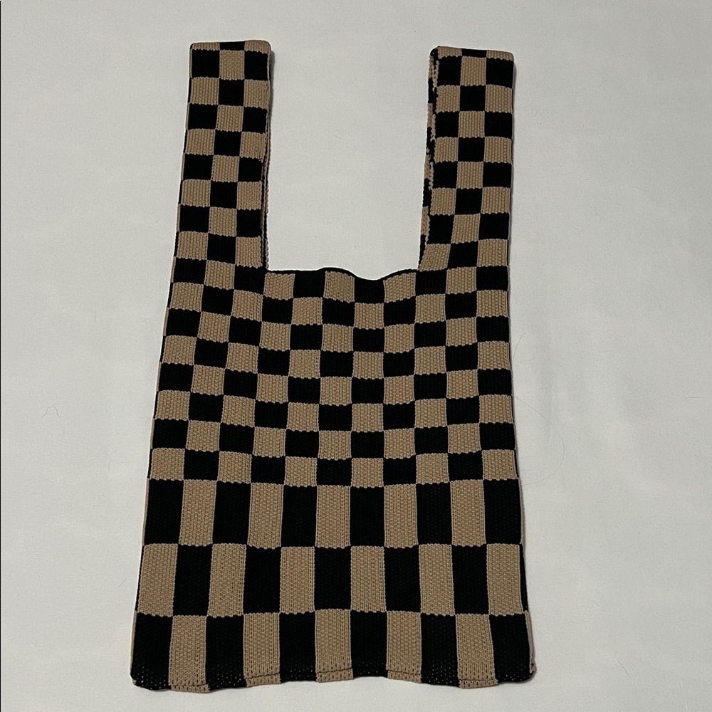 Black & Tan Checkered Knit Bag